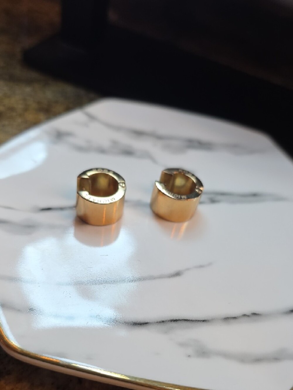 Michael Kors Rose Gold Pavé Huggie Hoops - Picture 6 of 6